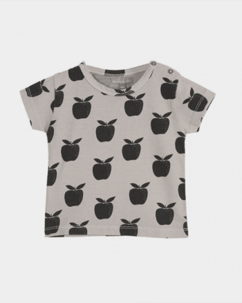 tee-shirt pommes Emile et Ida en coton gris clair imprimé fruit – Le Petit Drugstore
