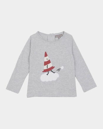tee-shirt Emile et Ida gris chiné à manches longues motif cône – Le Petit Drugstore