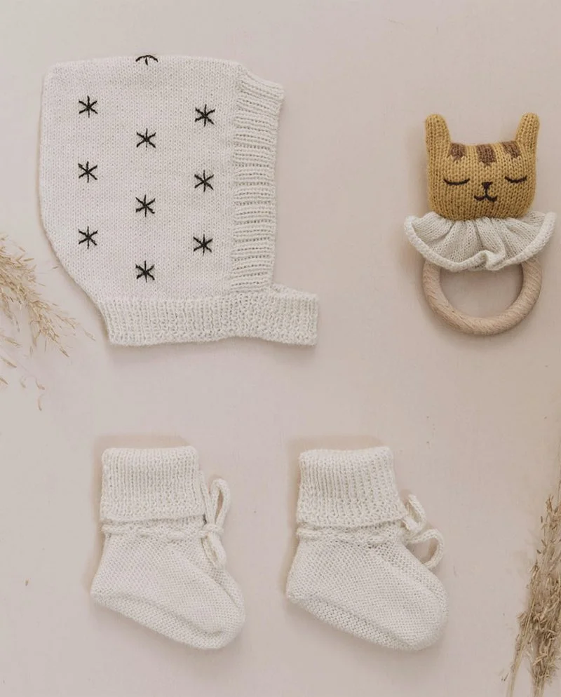 Kit de naissance chaussettes+bonnet chien 0-6 mois