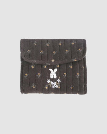 Pochette à crayons Emile et Ida en velours matelassé imprimé jonquille