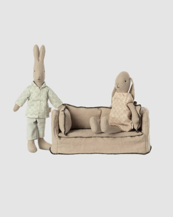 canapé miniature couch souris lapin lin bois maileg