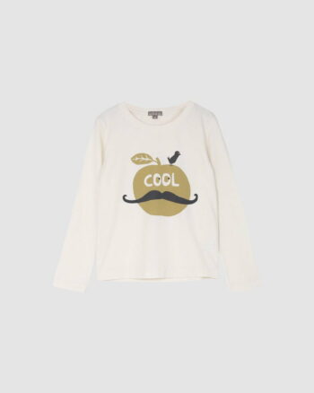 Tee-shirt Cool enfant Emile et Ida – coton blanc – motif pomme à moustache