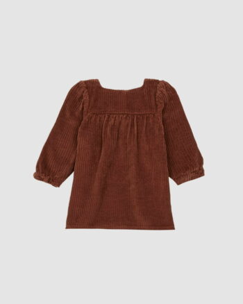 Robe bébé Emile et Ida en velours côtelé auburn avec boutons en nacre