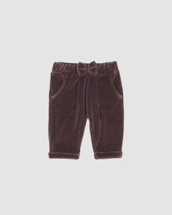 Sarouel bébé prune Emile et Ida en velours côtelé avec nœud décoratif