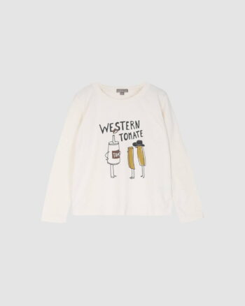 Tee-shirt Western enfant Emile et Ida avec illustration ketchup et frites – coton blanc