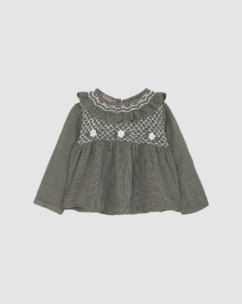 Blouse puce bébé Emile et Ida – Smocks brodés et col volanté – vue produit