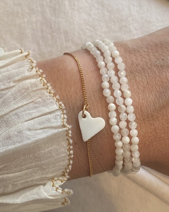 Bracelet Clara – Coeur Blanc – Margote Céramiste