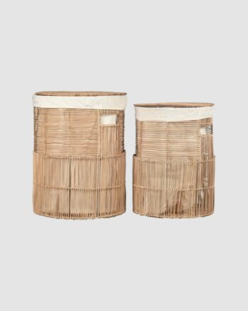 Set de 2 paniers à linge Antoine Opjet – Rotin tressé avec doublure écrue