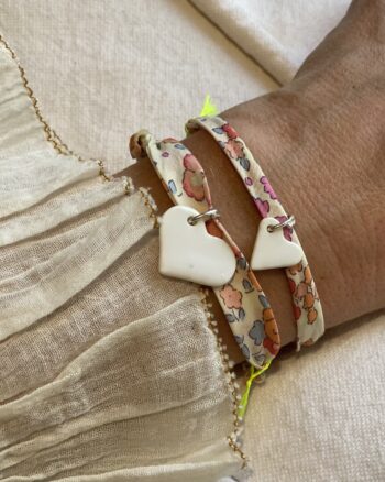 Bracelets Duo Mère Fille – Motif Écru Coeur – Margote Céramiste