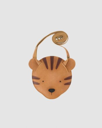sac en cuir en forme de tigre camel Donsje pour enfant