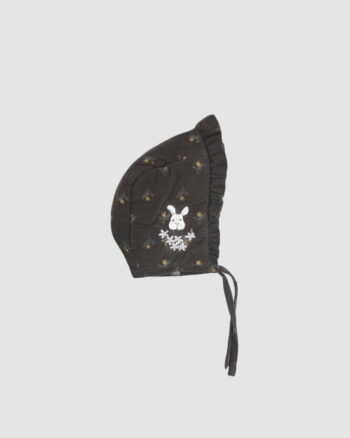 Bonnet Jonquille bébé – noir fleuri brodé – Émile et Ida