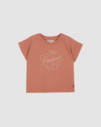 Tee-shirt enfant Émile et Ida en coton bio framboise avec manches courtes