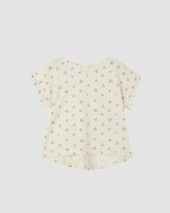 Tee-shirt enfant Émile et Ida en coton écru motif griotte violet