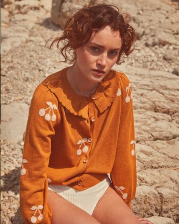 Cardigan - Coton Biologique - Caramel - Cerises - Femme - Émile et Ida