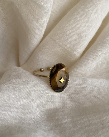 Bague - Carine - Oeil de tigre - Acier Inoxydable