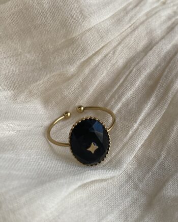 Bague - Carine - Noir - Acier Inoxydable
