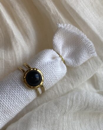 Bague - Laura - Noir - Acier Inoxydable