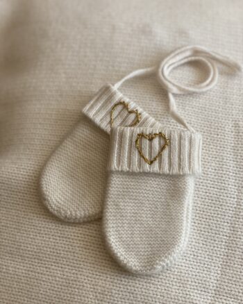 Moufles - Cachemire - Coeur Lurex Doré - Bobbin & Tricot
