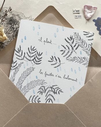 Carte - Il pleut - Papillonnage