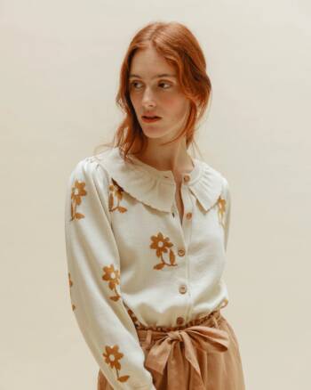 Cardigan - Fleurs Caramel - Femme - Émile et Ida