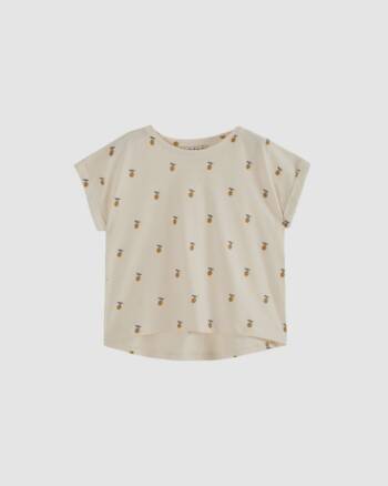 Tee-shirt citron enfant Émile et Ida – Broderie citron sur jersey coton écru