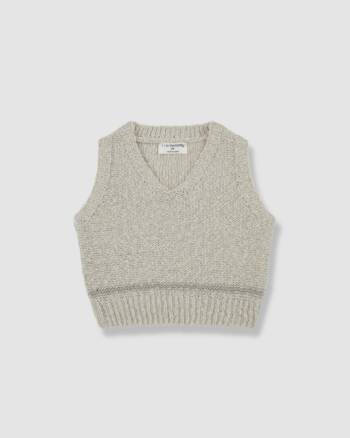 Pull sans manches Favio One More in The Family en tricot beige – Le Petit Drugstore
