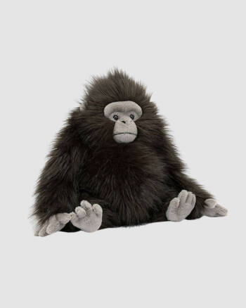 Gomez Gorilla Jellycat, peluche gorille gris foncé assise avec longs bras doux