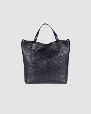 Cabas Ruban cuir Bubble Noir Craie sur fond gris clair