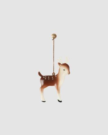 Décoration de Noël Cerf Caramel Maileg – Ornement en métal à suspendre, motif cerf avec bois