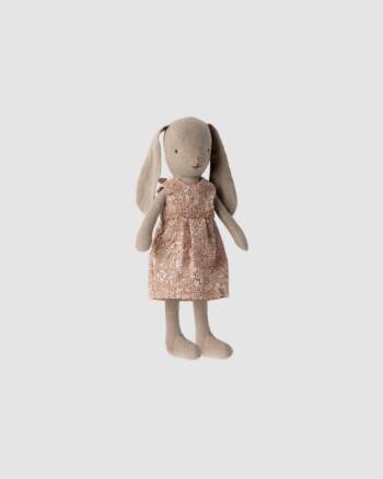 Bunny Maileg taille 1 en robe à fleurs, peluche douce en lin compatible avec les accessoires Mini Maileg