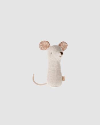 Hochet souris Maileg Lullaby Friends en tissu doux avec oreilles fleuries