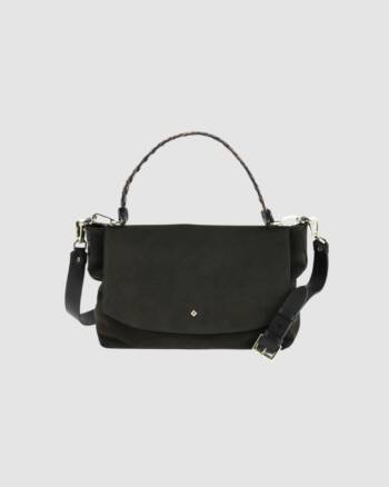 Sac en velours noir Le New Benson avec bandoulière en cuir – Herbert Frère Sœur