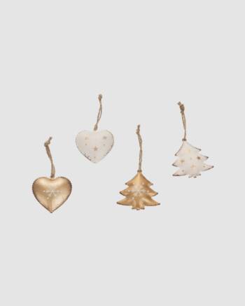 Boîte 12 Suspensions Noël Or Amadeus – décorations sapin dorées