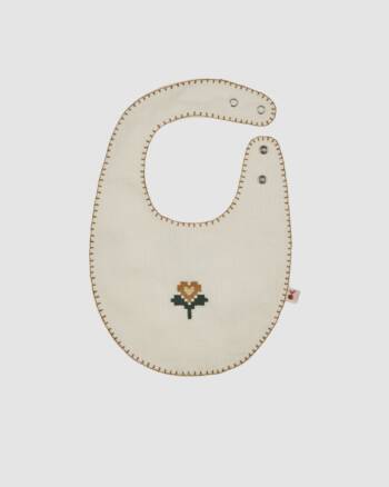 Bavoir écru brodé Emile et Ida en coton