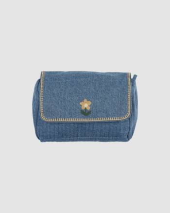 pochette de toilette Emile et Ida en denim brodé