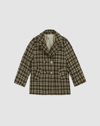 Manteau laine Emile et Ida enfant à carreaux chocolat