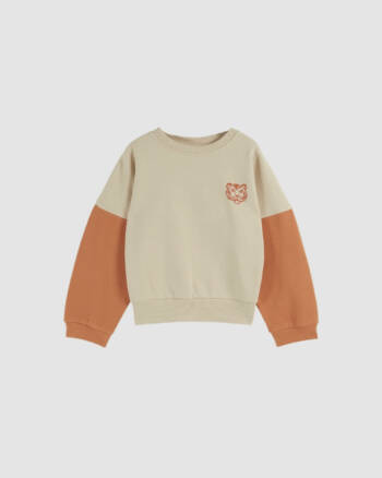 sweat Emile et Ida coton bio bicolore motif tigre enfant