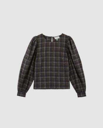 Blouse carreaux Gavin Emile et Ida – Manches longues coton bitume