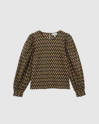 Blouse noire à fleurs Emile et Ida – Coton imprimé fleuri à manches longues