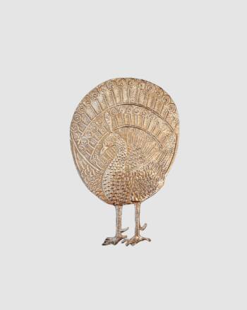 Ornement Le Paon Boncoeurs doré – décoration murale artisanale