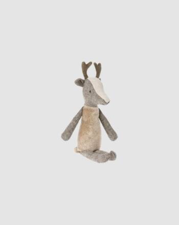 Papa Cerf Maileg – Peluche miniature en coton et lin avec bois en feutrine