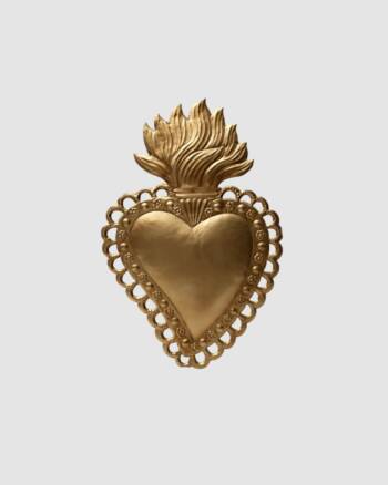Cœur Requiem Or Boncoeurs – grand ex-voto doré mural en fer patiné à la main