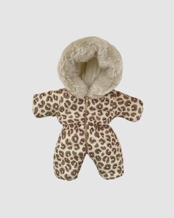 La combinaison de ski Gigi Léo signée Minikane pour poupée Gordis 34 ou 37 cm, avec capuche en fausse fourrure et confection française.