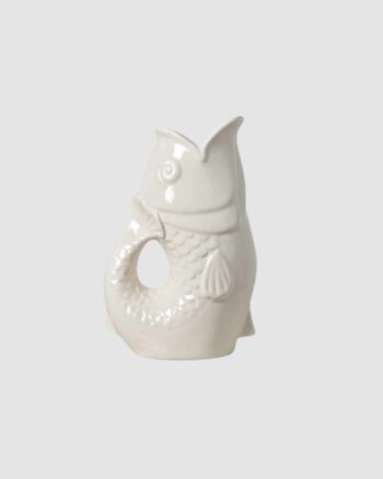 Vase Poisson blanc cassé Opjet en céramique émaillée design