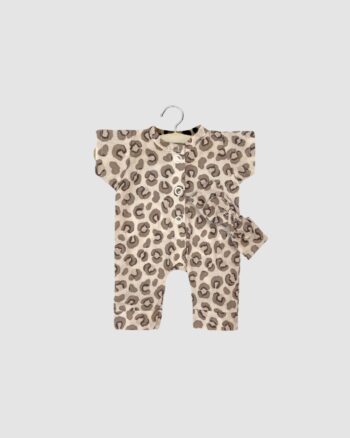 Combinaison Lili et headband poupon Minikane en coton Léo – 28 cm – Made in France