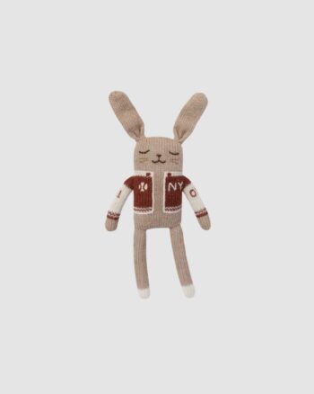 Doudou Lapin Baseball Sienne Main Sauvage