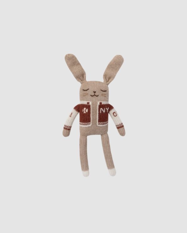 Doudou lapin - Baseball sienne - Main Sauvage