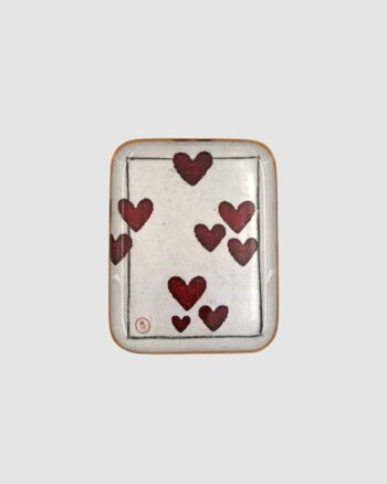 Demi plateau Cœur à jouer Boncoeurs en aluminium émaillé avec bord doré