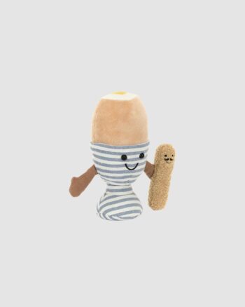 Peluche Jellycat œuf à la coque avec mouillette rigolote – Eggetha & Lance