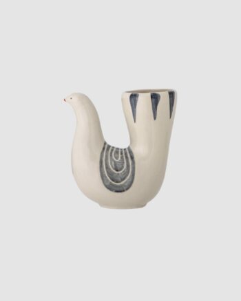 Vase Trudy Bloomingville en grès blanc peint à la main en forme d’oiseau